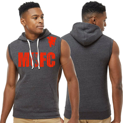 MUFC Manchester United Fifa World Cup Adult Sleeveless Hoody Fleece Pullover Black Heather