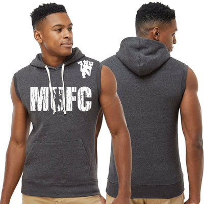 MUFC Manchester United Fifa World Cup Adult Sleeveless Hoody Fleece Pullover Black Heather