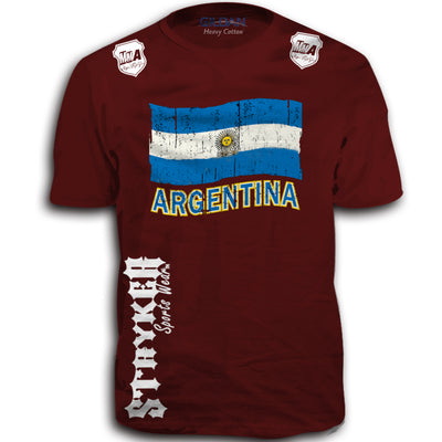 ARGENTINA FIFA WORLD CUP SOCCER MMA FLAG T-SHIRT MAROON