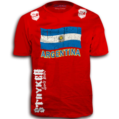ARGENTINA FIFA WORLD CUP SOCCER MMA FLAG T-SHIRT RED
