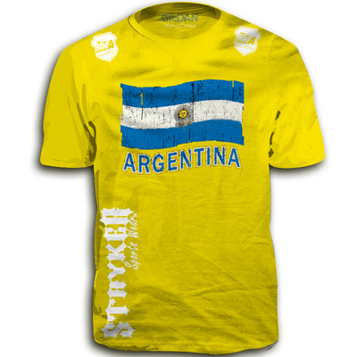 ARGENTINA FIFA WORLD CUP SOCCER MMA FLAG T-SHIRT YELLOW UFC