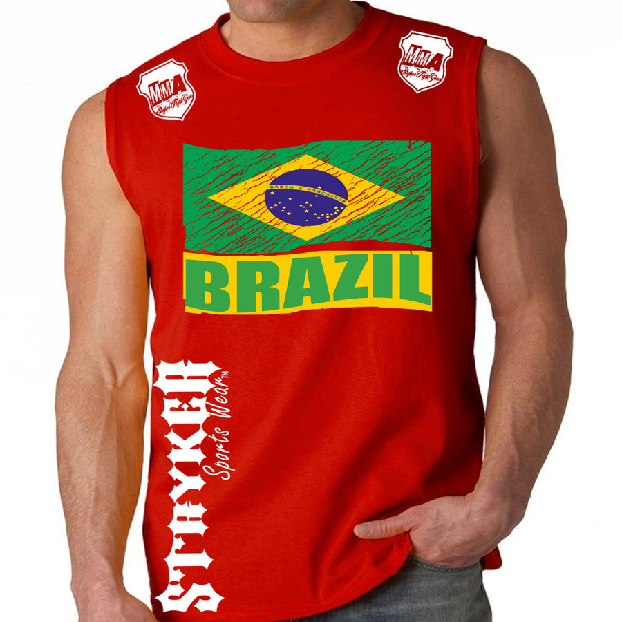 BRAZIL FIFA WORLD CUP SOCCER MMA MUSCLE SHIRT RED
