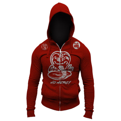 Cobra Kai No Mercy 80's Movie The Karate Kid Youtube Show Adult Full Zip-Up Hoodie Sweatshirt Red