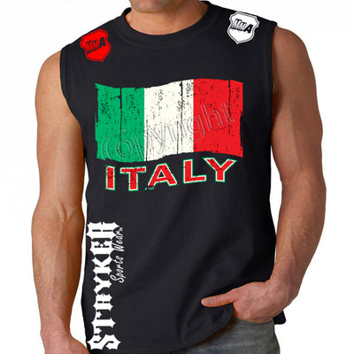 ITALY SOCCER MMA MENS MUSCLE SHIRT Black