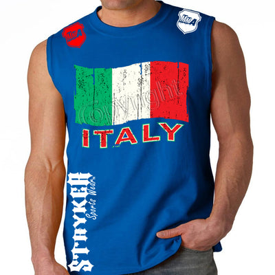 ITALY SOCCER MMA MENS MUSCLE SHIRT Royal Blue