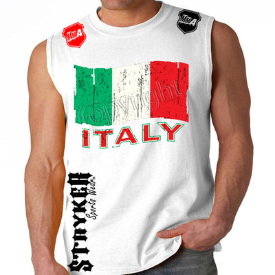 ITALY SOCCER MMA MENS MUSCLE SHIRT White