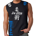 JIU JITSU STRYKER MMA MENS MUSCLE SHIRT BLACK BLUE LOGOS