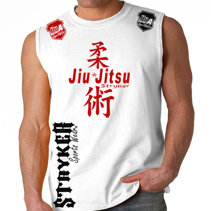 JIU JITSU STRYKER MMA MENS MUSCLE SHIRT WHITE