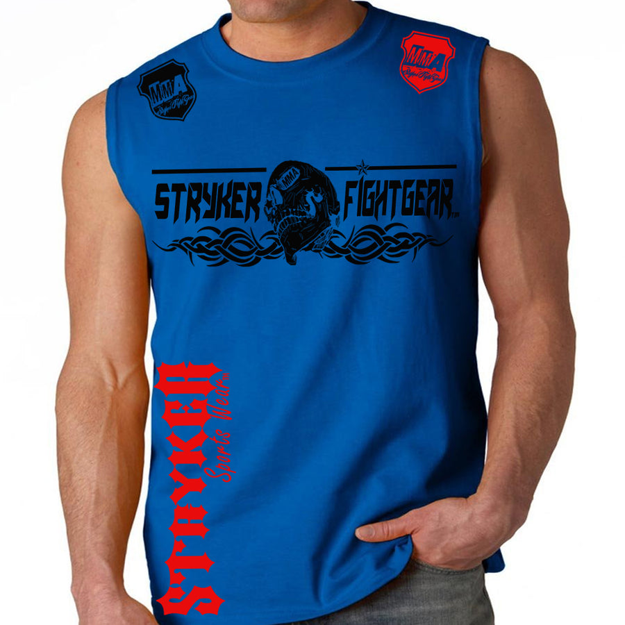 STRYKER FIGHT GEAR DEAD MANS SKULL MMA FIGHTERS MUSCLE SHIRT ROYAL