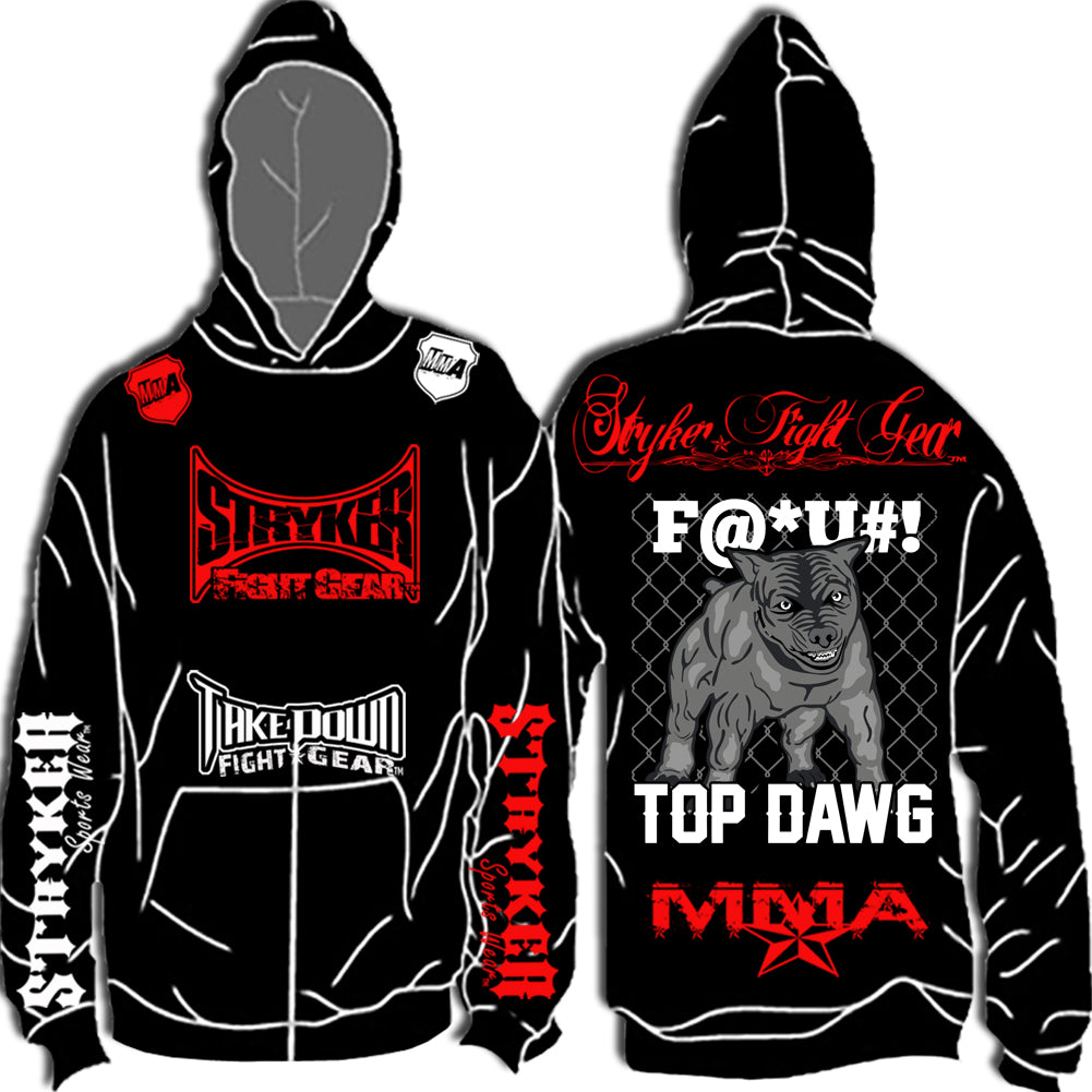 STRYKER PIT BULL TOP DAWG PULLOVER HOODIE MMA CUSTOMS