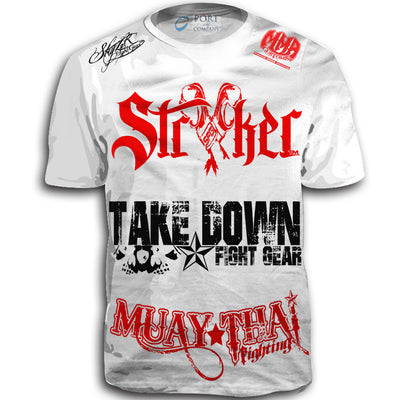 Stryker Fight Gear Y MMA GLOVES Takedown Fight Gear Skulls Muay Thai Fighting BJJ Walkout T-Shirt WHITE