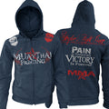 MUAY THAI FIGHTING PAIN IS TEMPORARY VICTORY IS FOREVER UFC MMA ZIP UP HOODIE NAVY