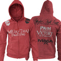 MUAY THAI FIGHTING PAIN IS TEMPORARY VICTORY IS FOREVER UFC MMA ZIP UP HOODIE RED
