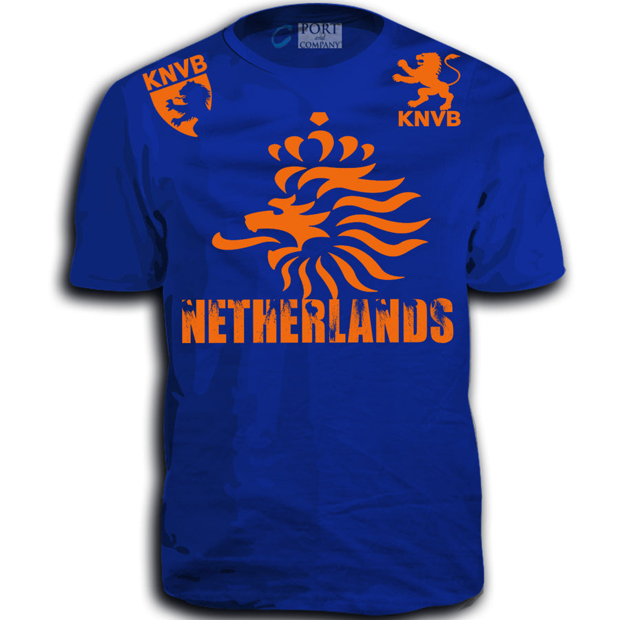 THE NETHERLANDS FIFA WORLD CUP ADULT SOCCER FLAG T-SHIRT ROYAL BLUE